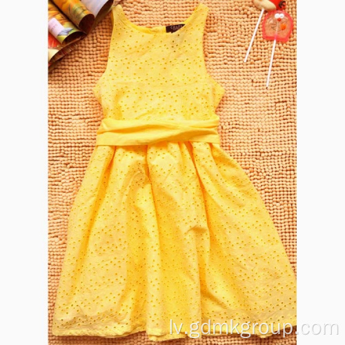 Meiteņu jauna dzeltena vasaras kleita Moderna kleita princesei